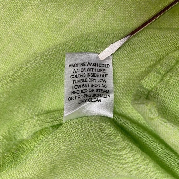 Hester & Orchard Linen Blend Bright Green Button‎ Down Short Sleeve Shirt XL - Picture 7 of 7
